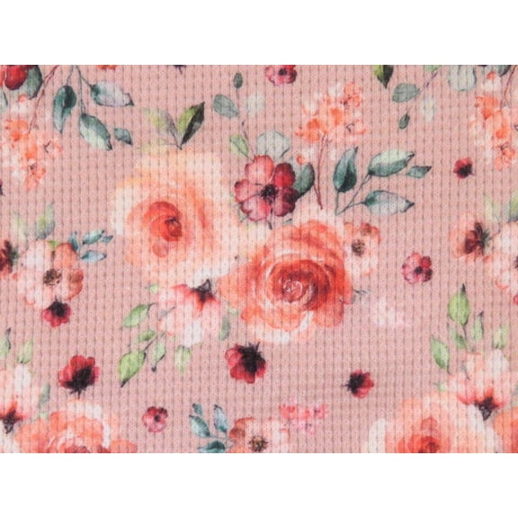 Minerva Cotton Waffle Textured Stretch Knit Fabric Pink - per yard