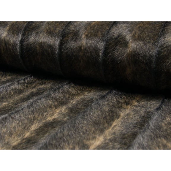 Minerva Deadstock Fantasy Faux Fur Fabric, Brown Stripe Print for Dressmaking & Toy Making, 59" Wide, By the Yard