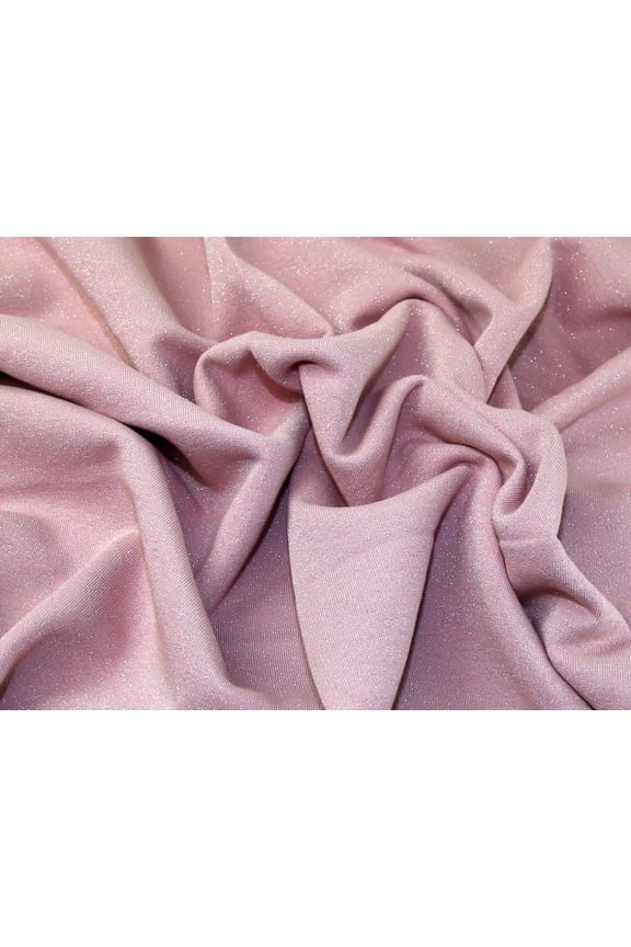 Deadstock Lurex Fleece Back Sweatshirt Stretch Knit Fabric Pink - per yard