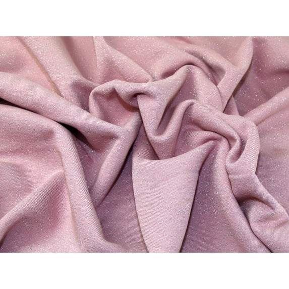 Minerva Deadstock Lurex Fleece Back Sweatshirt Stretch Knit Fabric Pink - per yard