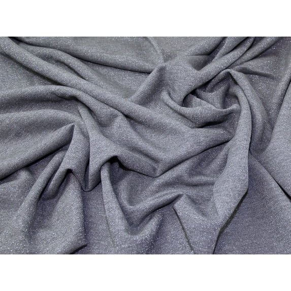 Minerva Deadstock Lurex Stretch Fleece Back Sweatshirt Knit Fabric, Gray Solid for Dressmaking, 57" Wide, By the Yard