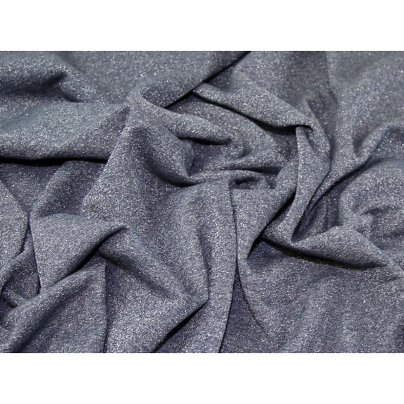 Minerva Deadstock Lurex Stretch Fleece Back Sweatshirt Knit Fabric, Navy Blue Solid for Dressmaking, 57" Wide, By the Yard