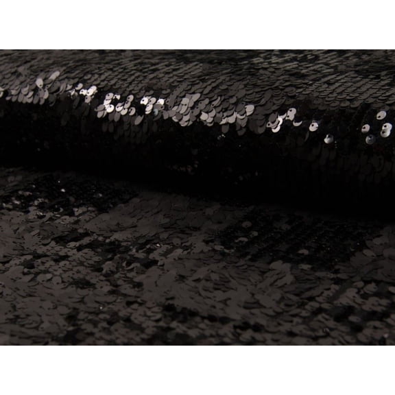 Minerva Deadstock Sequin Mesh Fabric, Black Solid for Dressmaking, 49" Wide, By the Yard