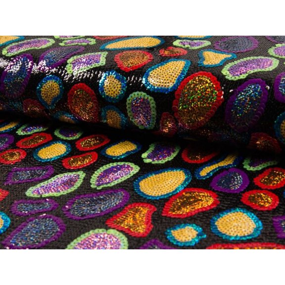 Minerva Deadstock Sequin Mesh Fabric Multicoloured - per yard