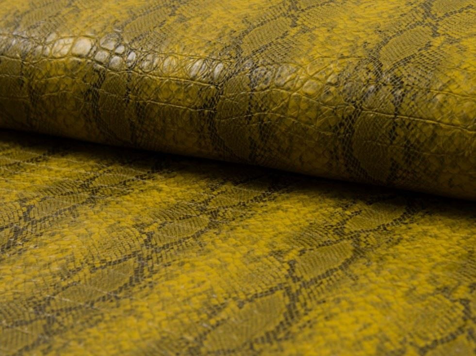Minerva Deadstock Snakeskin Faux Leather Fabric Ochre - per yard
