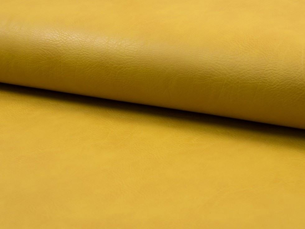 Minerva Deadstock Textured Faux Leather Fabric, Ochre Solid for Bag Making, Dressmaking & Upholstery, 52" Wide, By the Yard