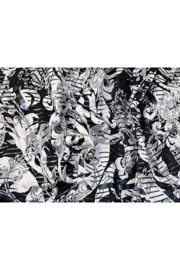 Deadstock Textured Stretch Knit Fabric Black & Ivory - per yard