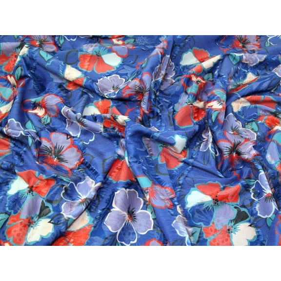 Minerva Deadstock Textured Suiting Fabric Blue & Orange - per yard