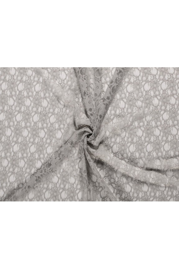 Delicate Stretch Lace Fabric Light Grey - per yard
