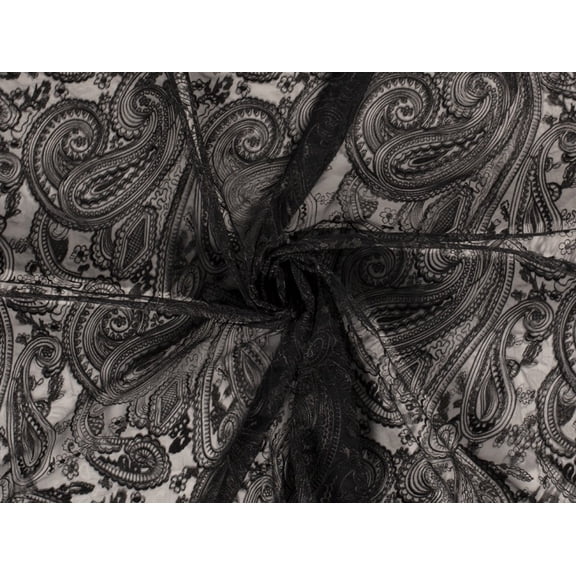 Minerva Embroidered Lace Fabric Black - per yard