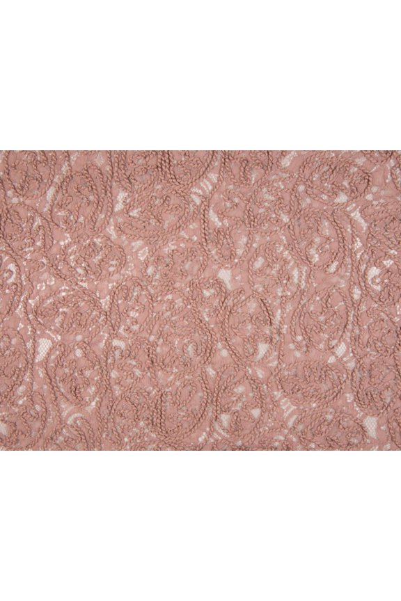 Embroidered Lace Fabric Old Rose Pink - per yard