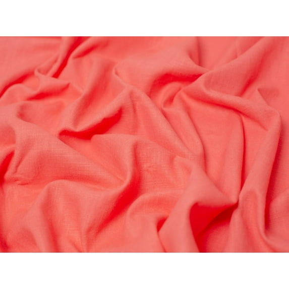 Minerva Enzyme Washed 100% Linen Fabric Coral - per yard