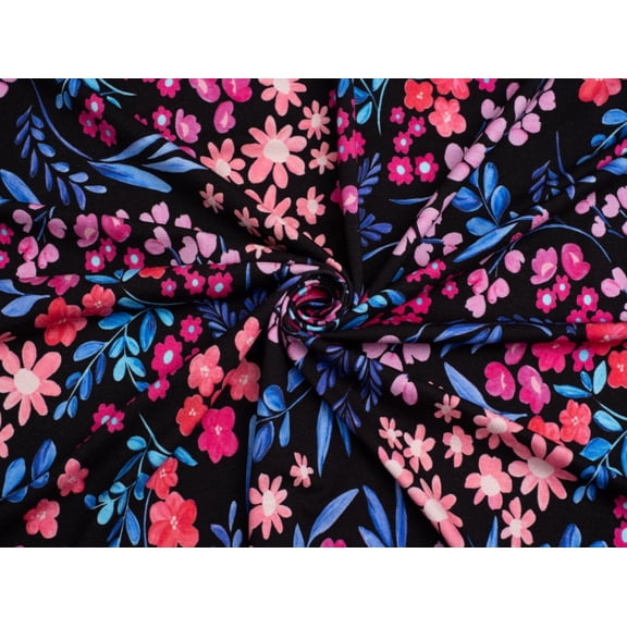 Minerva Exclusive Floral Carousel Viscose Jersey Stretch Knit Fabric - per yard