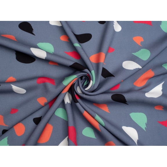 Minerva Exclusive Florid Splash Viscose Challis Fabric Airforce - per yard