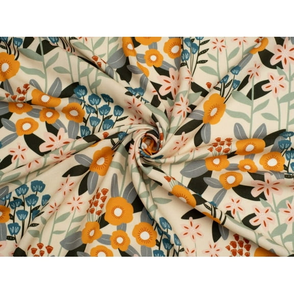 Minerva Exclusive Gleeful Grove Viscose Challis Fabric Multicoloured - per yard