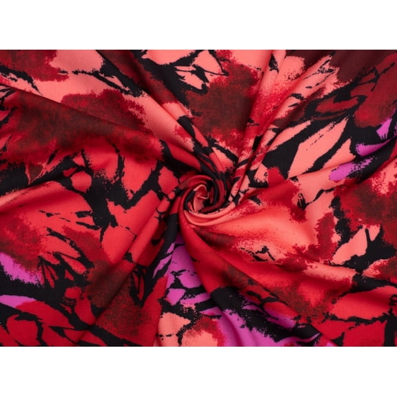 Minerva Exclusive Marbled Memory Viscose Challis Fabric Berry - per yard