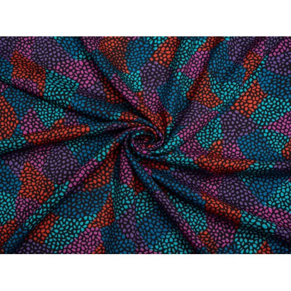 Minerva Exclusive Motley Mosaic Viscose Challis Fabric Jewel - per yard