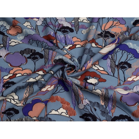 Minerva Exclusive Mystic Grove Viscose Challis Fabric - per yard