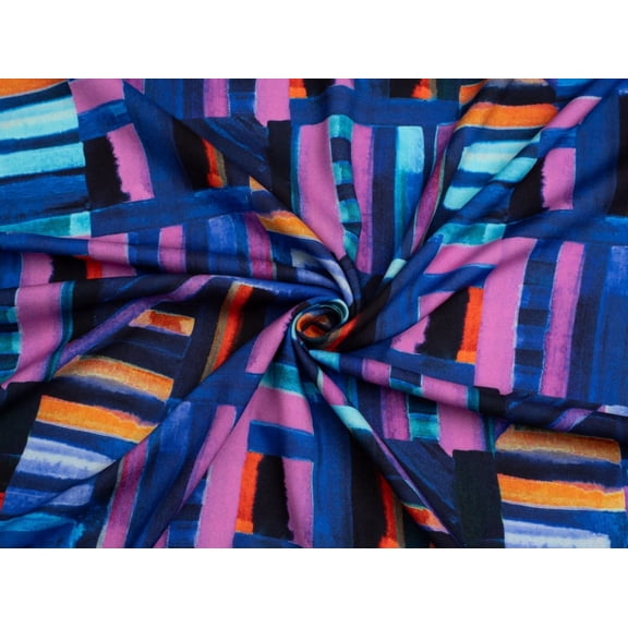 Minerva Exclusive Parallel Park Viscose Challis Fabric - per yard