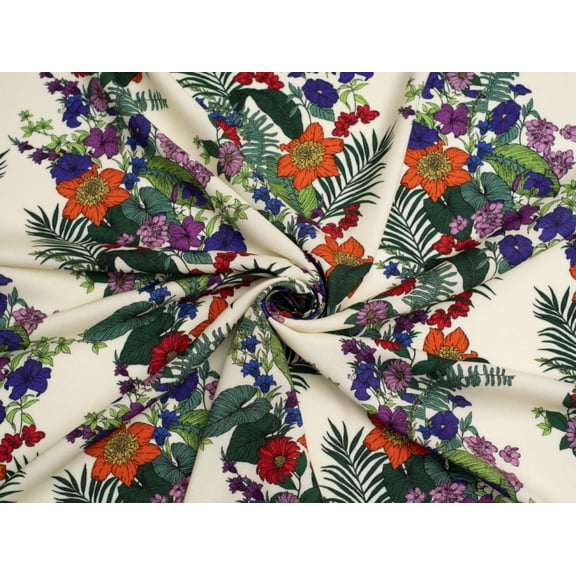 Minerva Exclusive Tropical Trail Viscose Challis Fabric - per yard