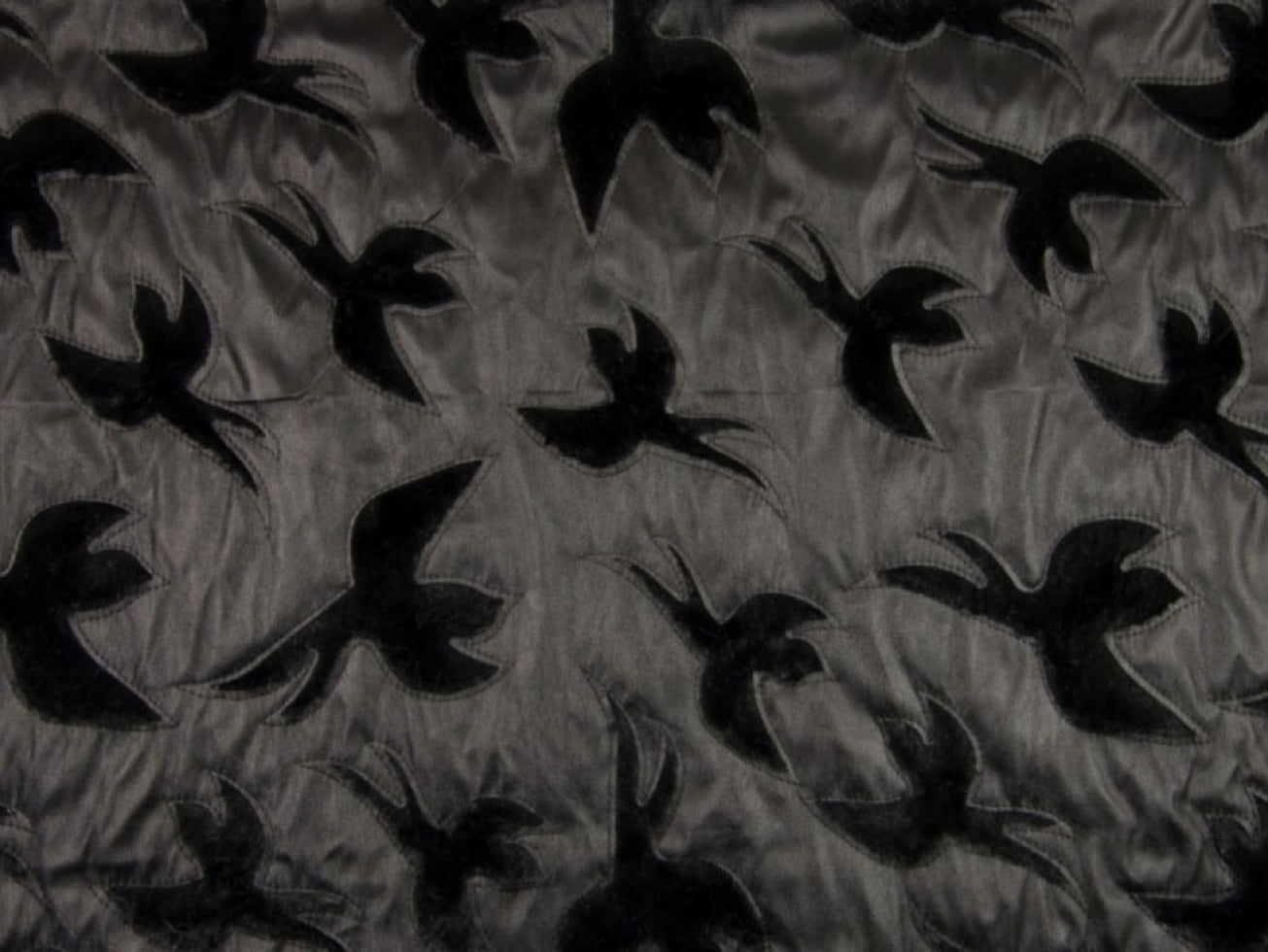 Minerva Faux Leather Fur Fabric Black & Black - per yard