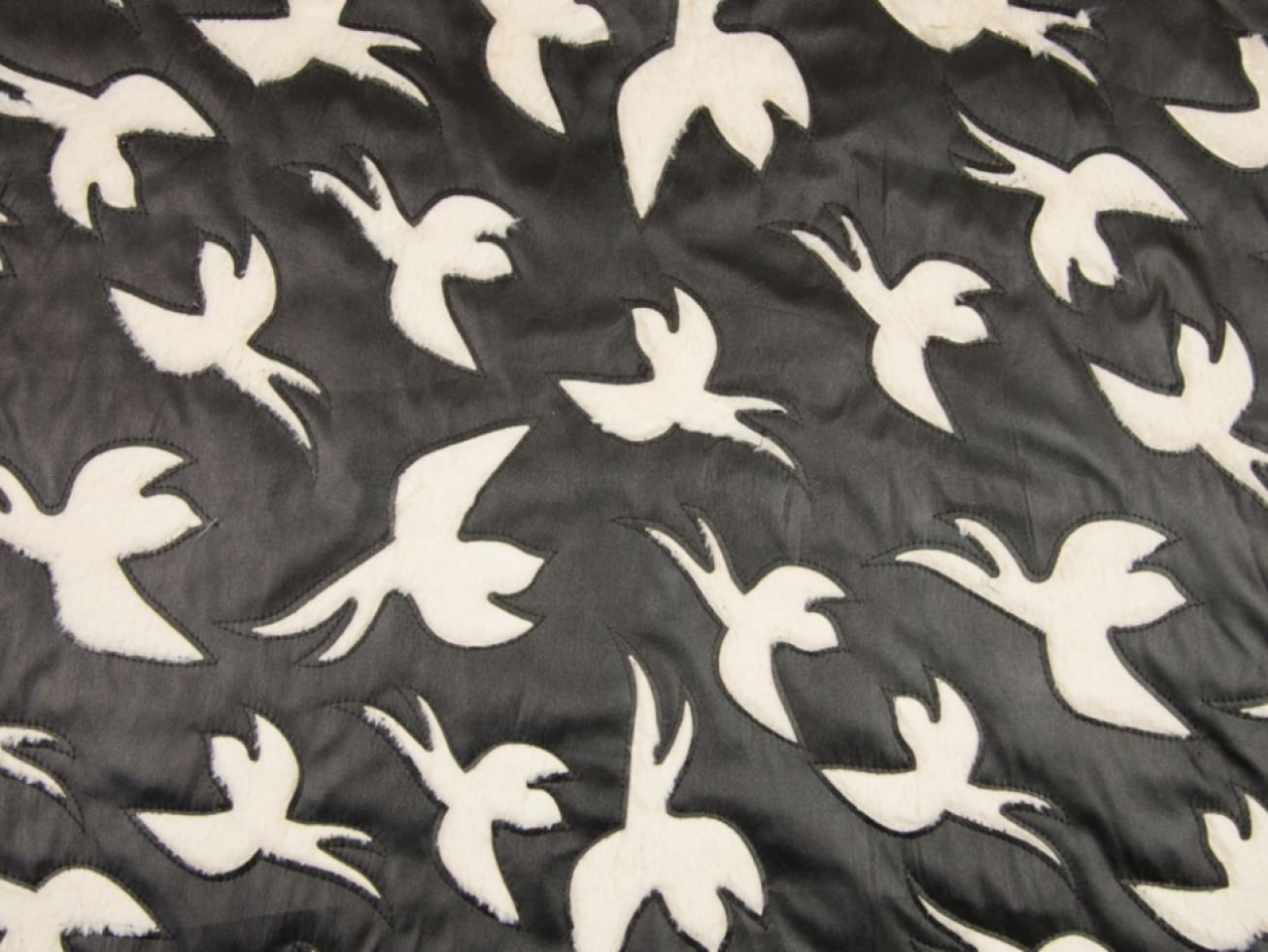 Minerva Faux Leather Fur Fabric Black & Cream - per yard