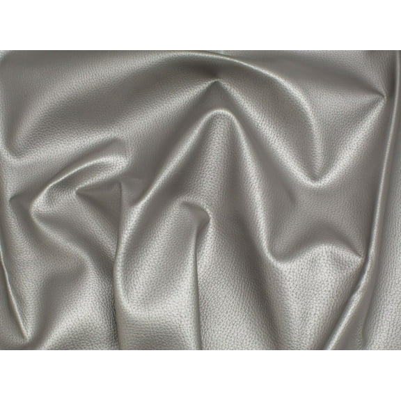 Minerva Fire Retardant Faux Leather Fabric Metallic Silver - per yard