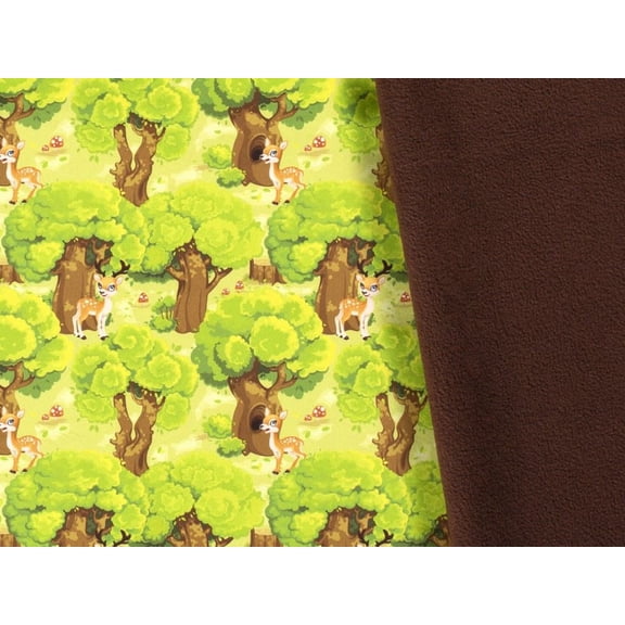 Minerva Fleece Back Soft Shell Coating Fabric Green & Brown - per yard