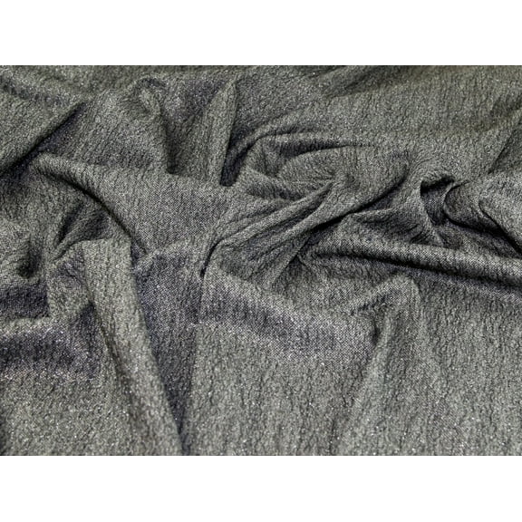Minerva Fleece Back Textured Stretch Knit Fabric Lurex Grey - per yard