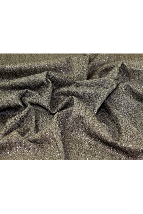 Fleece Back Textured Stretch Knit Fabric Lurex Taupe - per yard