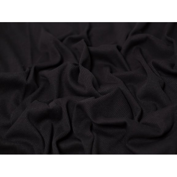 Minerva Heavy Cotton Rib Stretch Knit Fabric Black - per yard