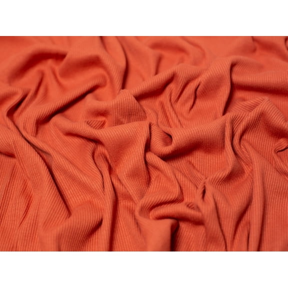 Minerva Heavy Cotton Rib Stretch Knit Fabric Rust - per yard