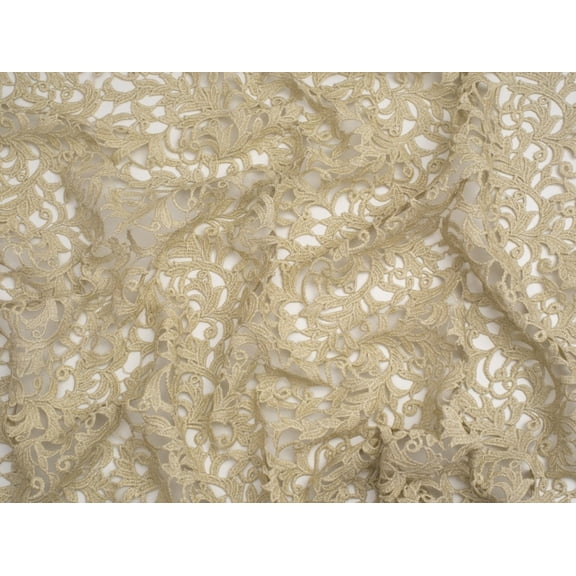 Minerva Heavy Guipure Lace Fabric Metallic Gold - per yard