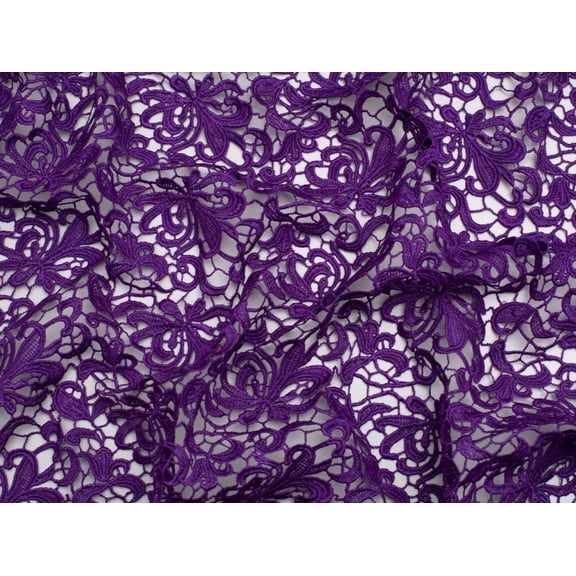 Minerva Heavy Guipure Lace Fabric Purple - per yard