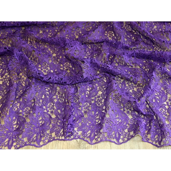 Minerva Heavy Guipure Lace Fabric Purple - per yard