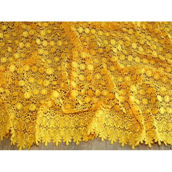 Minerva Heavy Guipure Lace Fabric Yellow - per yard
