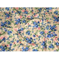Minerva Hendon Stretch Woven Cotton Twill Fabric Cream & Blue - per yard