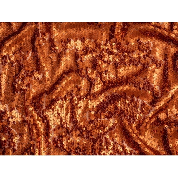 Minerva Hologram Sequin Mesh Fabric Rust - per yard