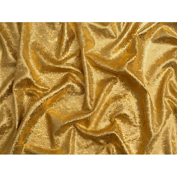 Minerva Holographic Activewear Lycra Stretch Knit Fabric Gold - per yard