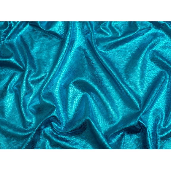 Minerva Holographic Activewear Lycra Stretch Knit Fabric Turquoise - per yard