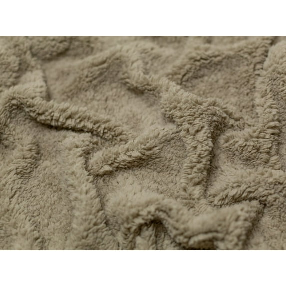 Minerva Lambskin Sherpa Fleece Fur Fabric Stone - per yard
