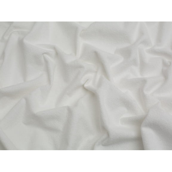 Minerva Laminated Terry Towelling Fabric Ivory - per yard