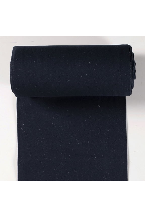 Lurex Tubular Rib Stretch Knit Fabric Navy & Silver - per yard