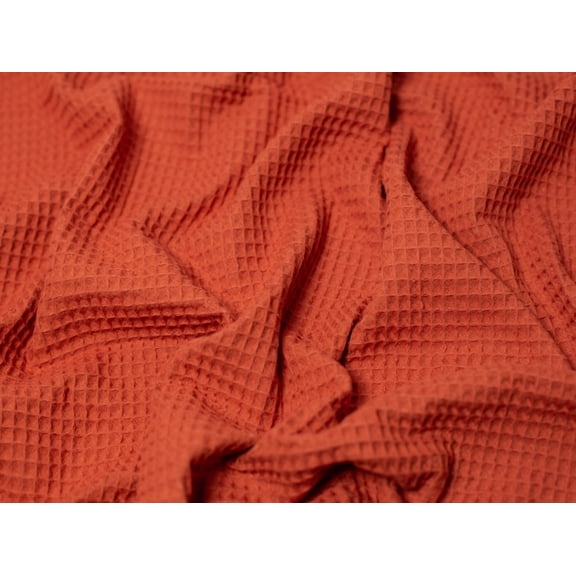 Minerva Medium Cotton Waffle Fabric Rust - per yard
