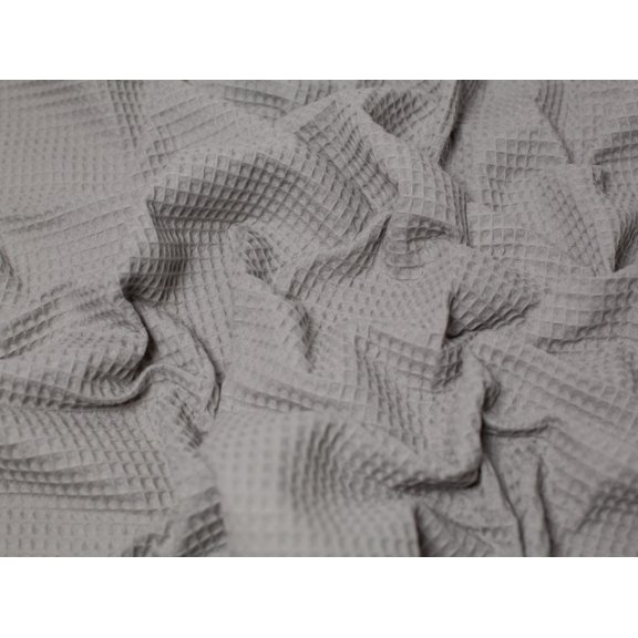Minerva Medium Cotton Waffle Fabric Silver Grey - per yard