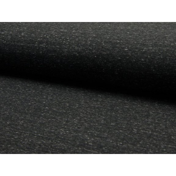 Minerva Melange Fleece Back Sweatshirt Stretch Knit Fabric Black - per yard