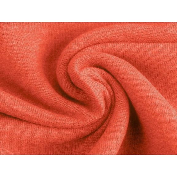 Minerva Melange Fleece Back Sweatshirt Stretch Knit Fabric Orange - per yard