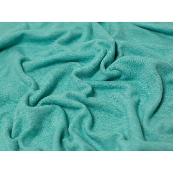 Minerva Melange Tubular Ribbing Stretch Knit Fabric Robins Egg - per yard