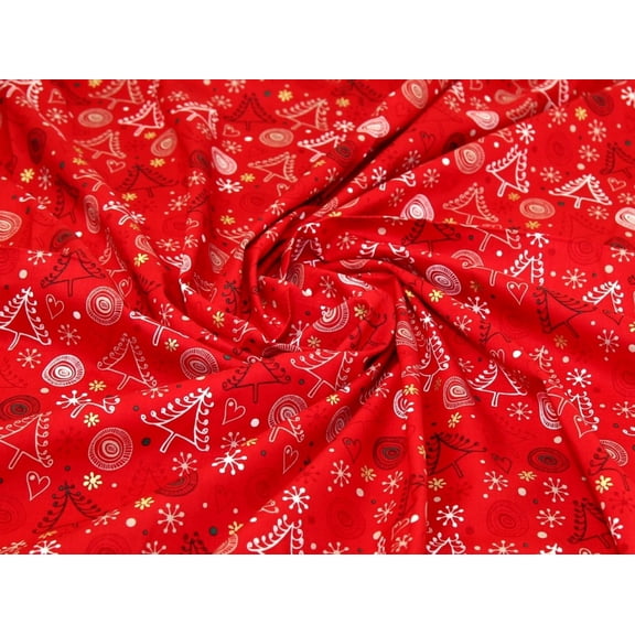 Minerva Metallic 100% Cotton Fabric Red - per yard