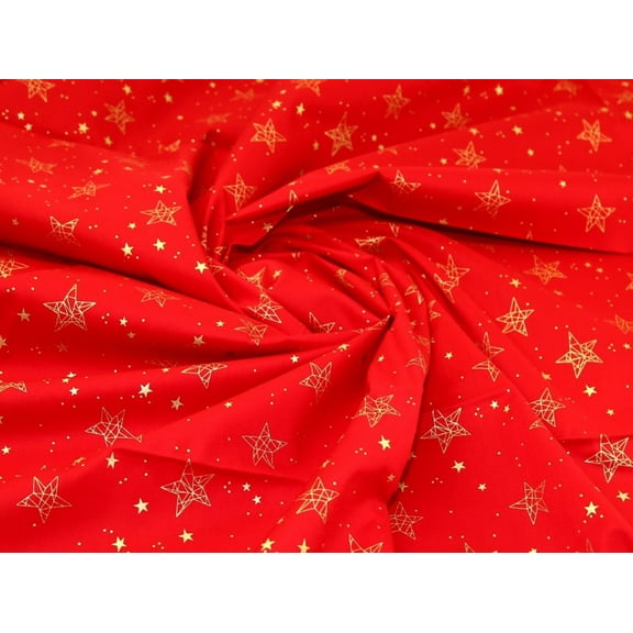 Minerva Metallic 100% Cotton Fabric Red - per yard